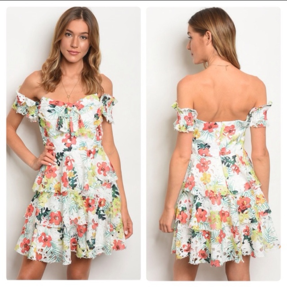 White Patterned Multi Color Dress!